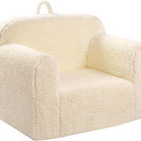 Kids Snuggly-Soft Sherpa Chair, Cuddly Toddler Foam Chair for Boys and Girls, Cream