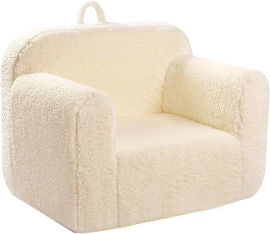 Kids Snuggly-Soft Sherpa Chair - Cream - View 1