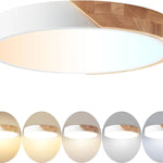 LED Flush Mount Ceiling Light Fixture Wood,16 inch Kitchen Light Fixtures Ceiling Mount 36W, Round Close to Ceiling Light Dimmable 5CCT for Bedroom,Kitchen,Living Room