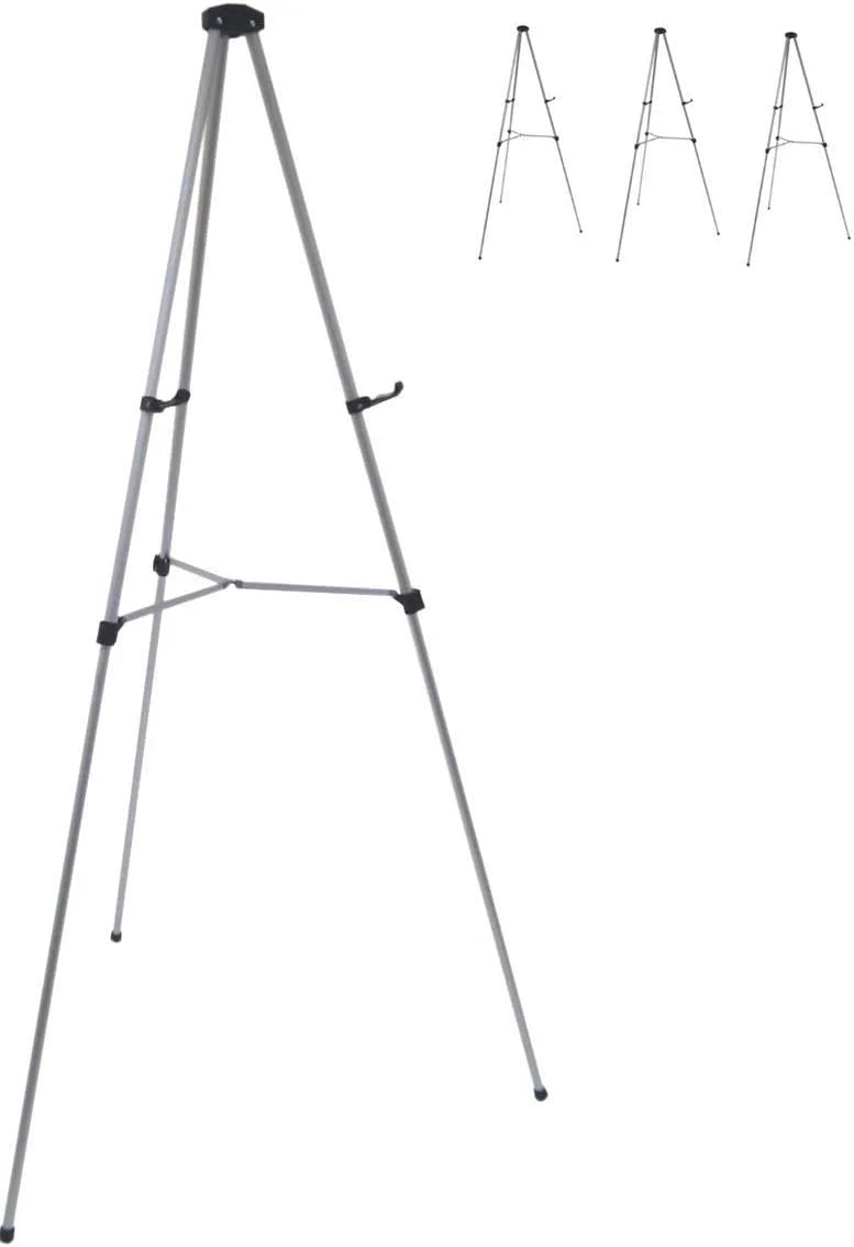Silver Aluminum Lightweight Aluminum Telescoping Display Easel, 70 Inches, Silver (4 Pack), As Is condition - View 1