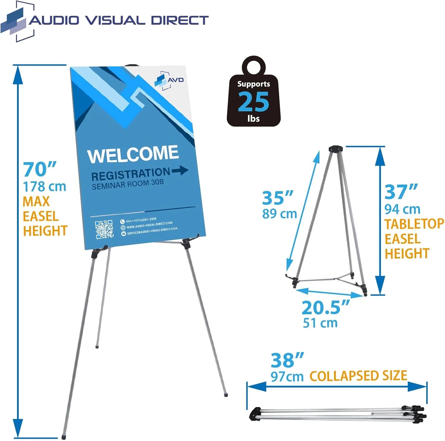 Silver Aluminum Lightweight Aluminum Telescoping Display Easel, 70 Inches, Silver (4 Pack), As Is condition - View 3