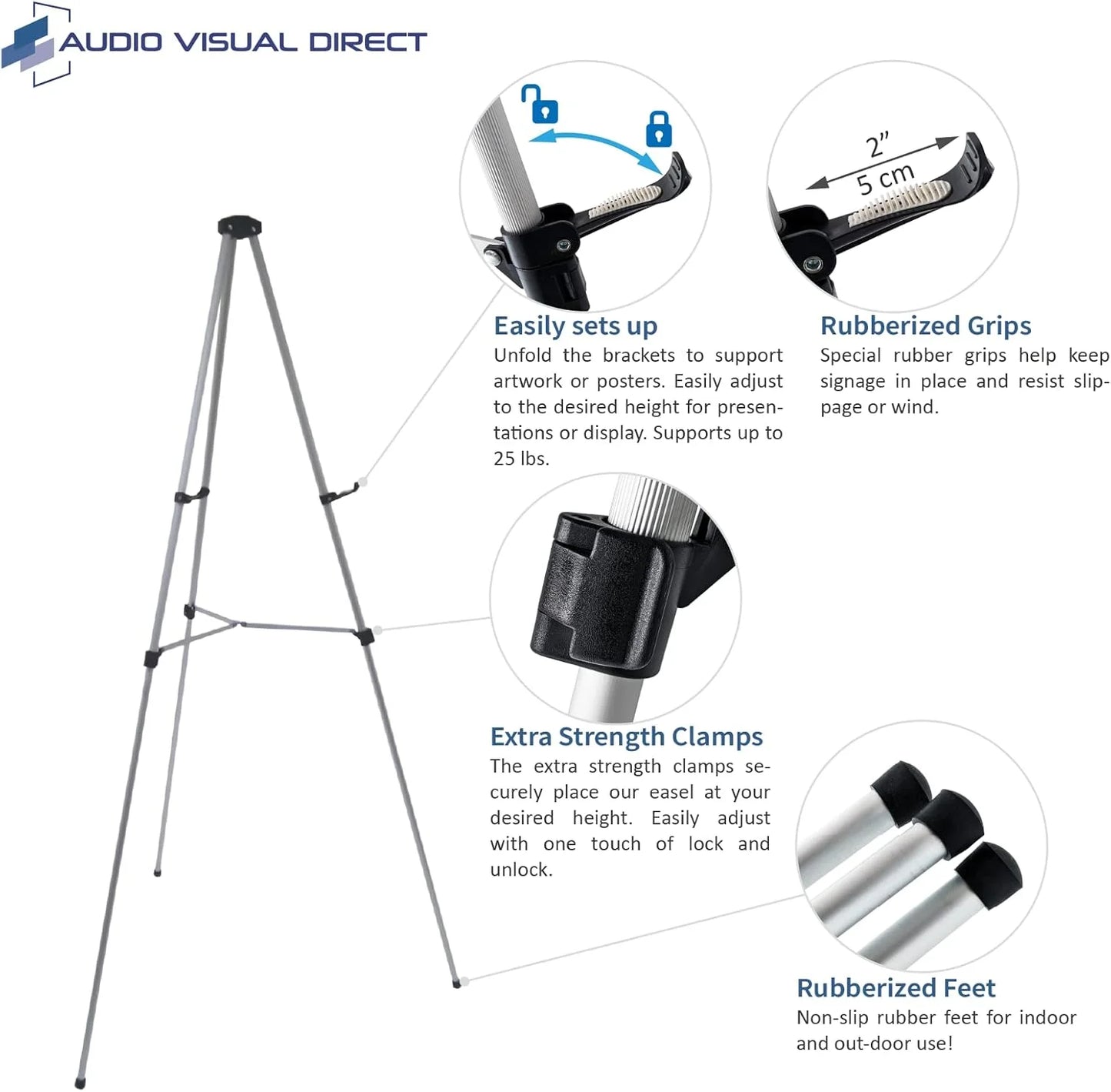 Silver Aluminum Lightweight Aluminum Telescoping Display Easel, 70 Inches, Silver (4 Pack), As Is condition - View 4