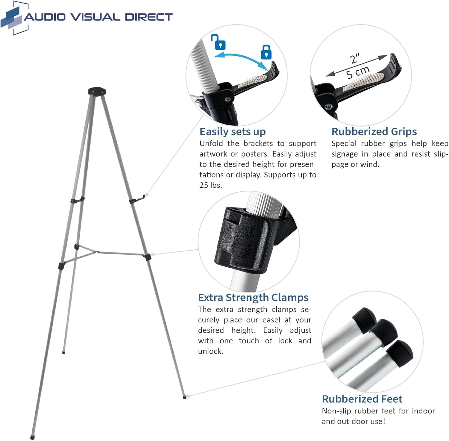 Silver Aluminum Lightweight Aluminum Telescoping Display Easel, 70 Inches, Silver (4 Pack), As Is condition - View 4
