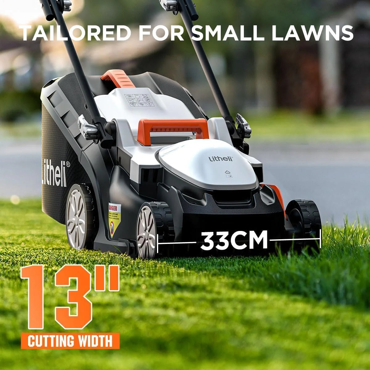Green Plastic, Metal Litheli Cordless Lawn Mower 13 Inch, U20 Handy+ 20V Electric Lawn Mowers for Garden, Yard and Farm, 5 Heights Adjustment, Light Weight,4.0Ah Portable Battery Included, As Is condition - View 4