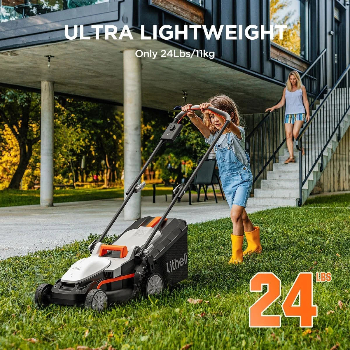 Green Plastic, Metal Litheli Cordless Lawn Mower 13 Inch, U20 Handy+ 20V Electric Lawn Mowers for Garden, Yard and Farm, 5 Heights Adjustment, Light Weight,4.0Ah Portable Battery Included, As Is condition - View 6