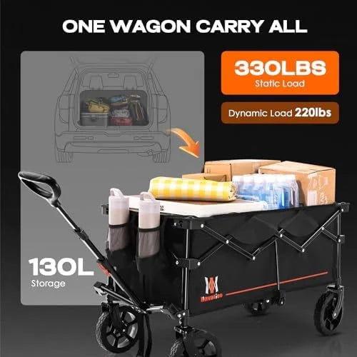 Navatiee 130L Collapsible Folding Wagon - Black - View 5