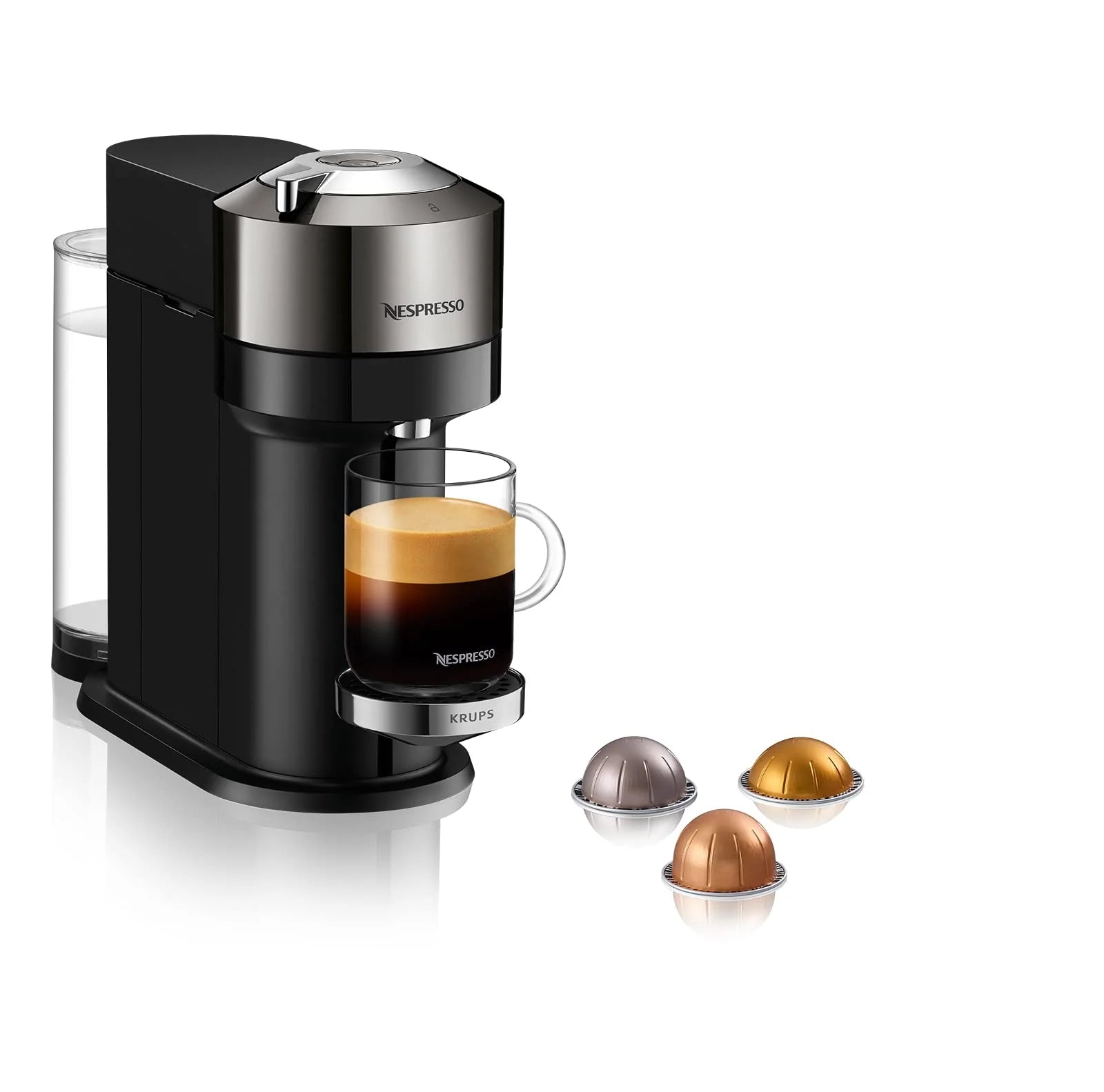 Nespresso Vertuo Next Deluxe Coffee and Espresso Machine by De'Longhi, Chrome - View 4
