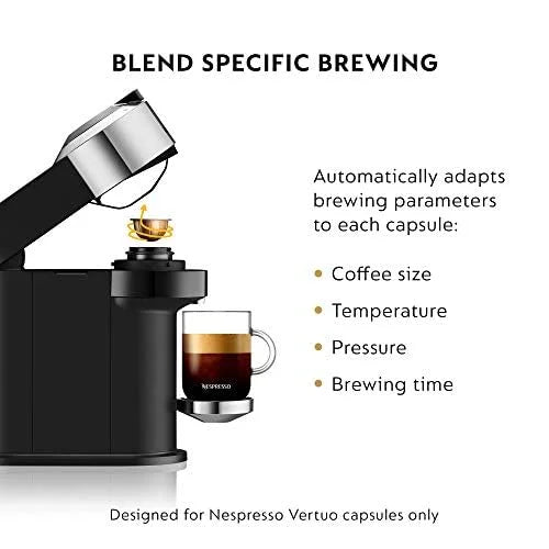 Nespresso Vertuo Next Deluxe Coffee and Espresso Machine by De'Longhi, Chrome - View 8
