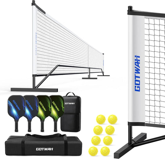 Outdoor Portable Pickleball Net System with 4 Paddles & Balls - View 1