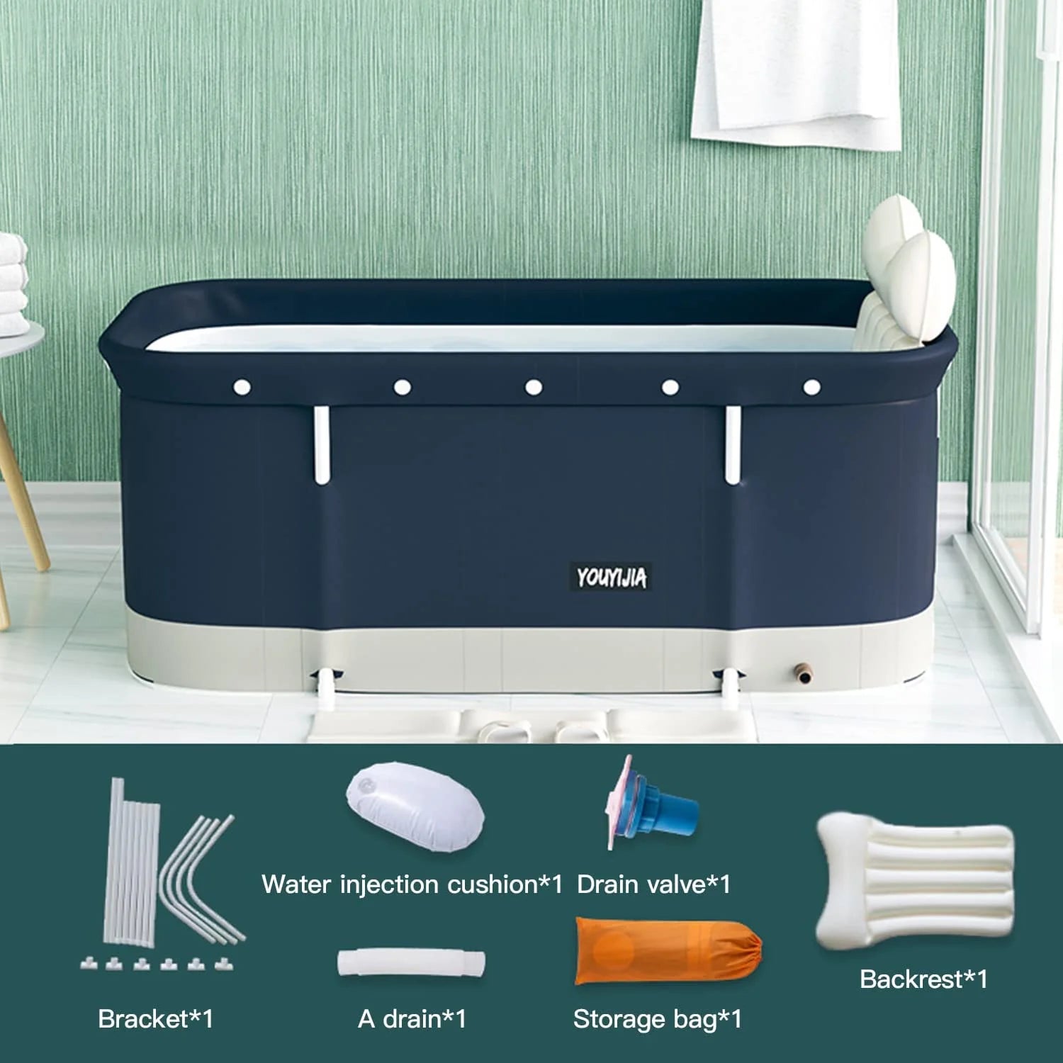 Various Plastic Portable Bathtub Kit, Foldable Soaking Bathing Tub for Adults, Shower Stall, Separate Family Bathroom SPA Tub, Ideal for Hot Bath Ice Bath(Minimalist style), Good Condition condition - View 2