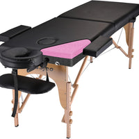 Professional Massage Table Portable Massage Bed for Spa Salon Tattoo Esthetician Lash Reiki, Adjustable Height 84" Long & 500 LBS Load Capacity, Black (2-Section)