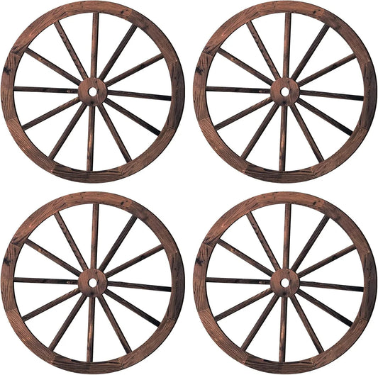 Rustic Wooden Wagon Wheel Wall Decor - View 1