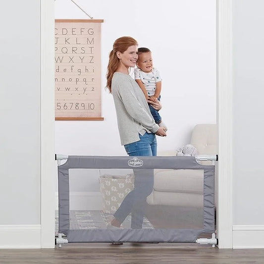 Regalo 50" Extra Wide Gray/White Expandable Mesh Gate - View 1