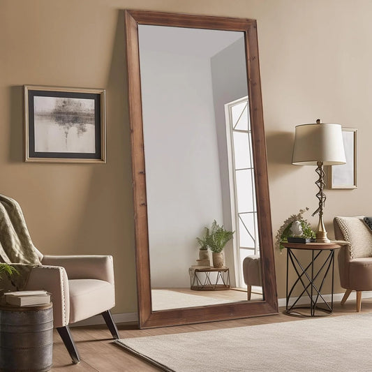 Rustic Farmhouse Full Length Mirror with Stand 71"X32" - View 1