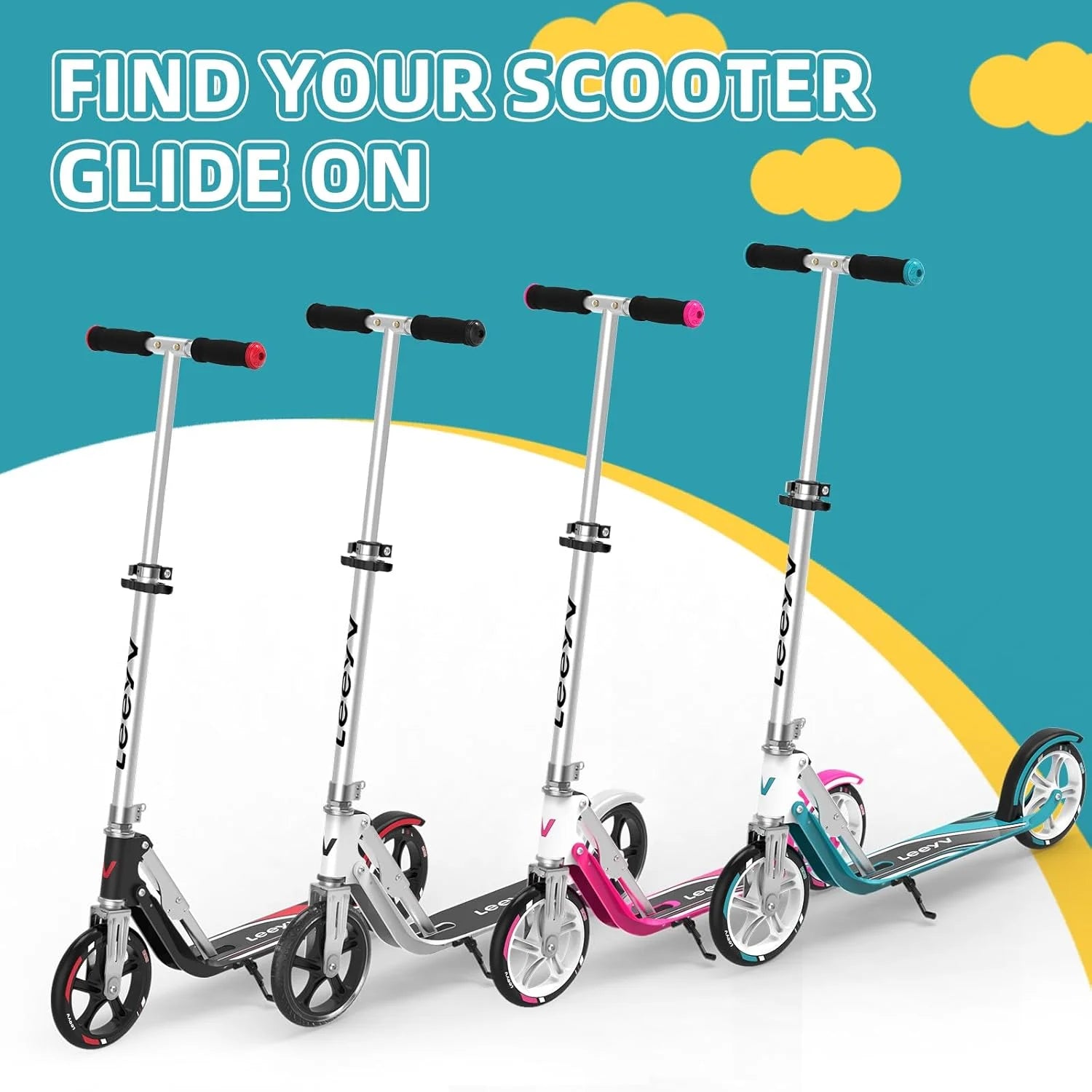 Turquoise Aluminum Scooter for Kids 6-12 & Adults | Adjustable Height, Foldable, Lightweight Aluminum Frame | Holds Up to 220lbs | Smooth Ride on Any Terrain 205Turquoise, Good Condition condition - View 10
