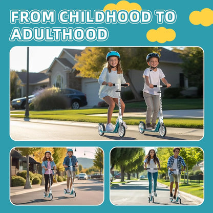 Turquoise Aluminum Scooter for Kids 6-12 & Adults | Adjustable Height, Foldable, Lightweight Aluminum Frame | Holds Up to 220lbs | Smooth Ride on Any Terrain 205Turquoise, Good Condition condition - View 9