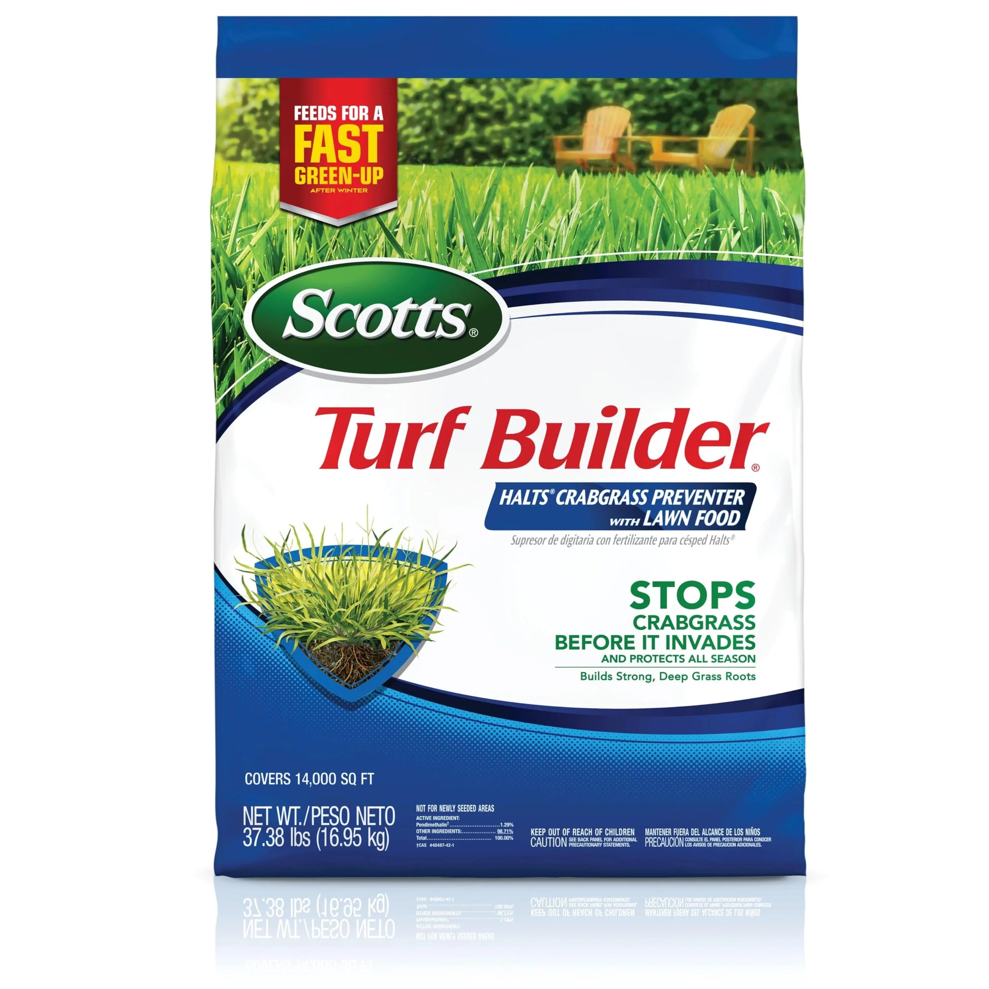 product Scotts Turf Builder Halts Crabgrass Preventer with Lawn Food - Pre-Emergent Weed Killer, Fertilizer, 14,000 sq. ft., 37.38 lb., Good Condition condition - View 1