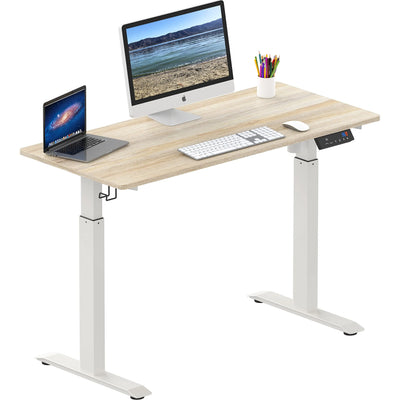 SHW 48-Inch Electric Height Adjustable Standing Desk with Memory Preset and Cable Management Tray, Maple