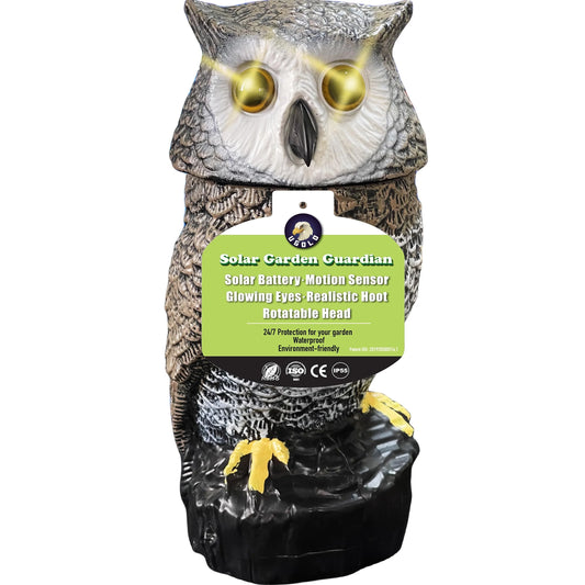 Solar Powered Garden Owl Sculpture - View 1