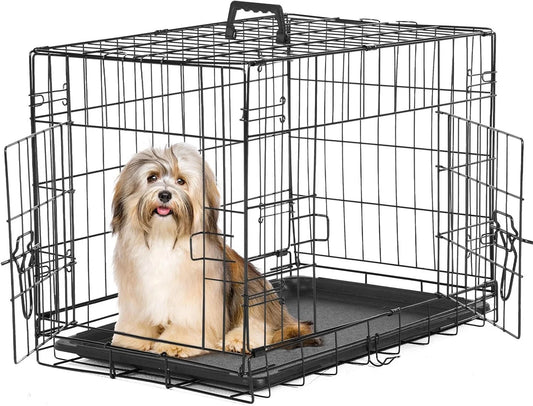 Sweetcrispy 24-Inch Double-Door Iron Dog Crate – Heavy-Duty Metal Kennel - View 1