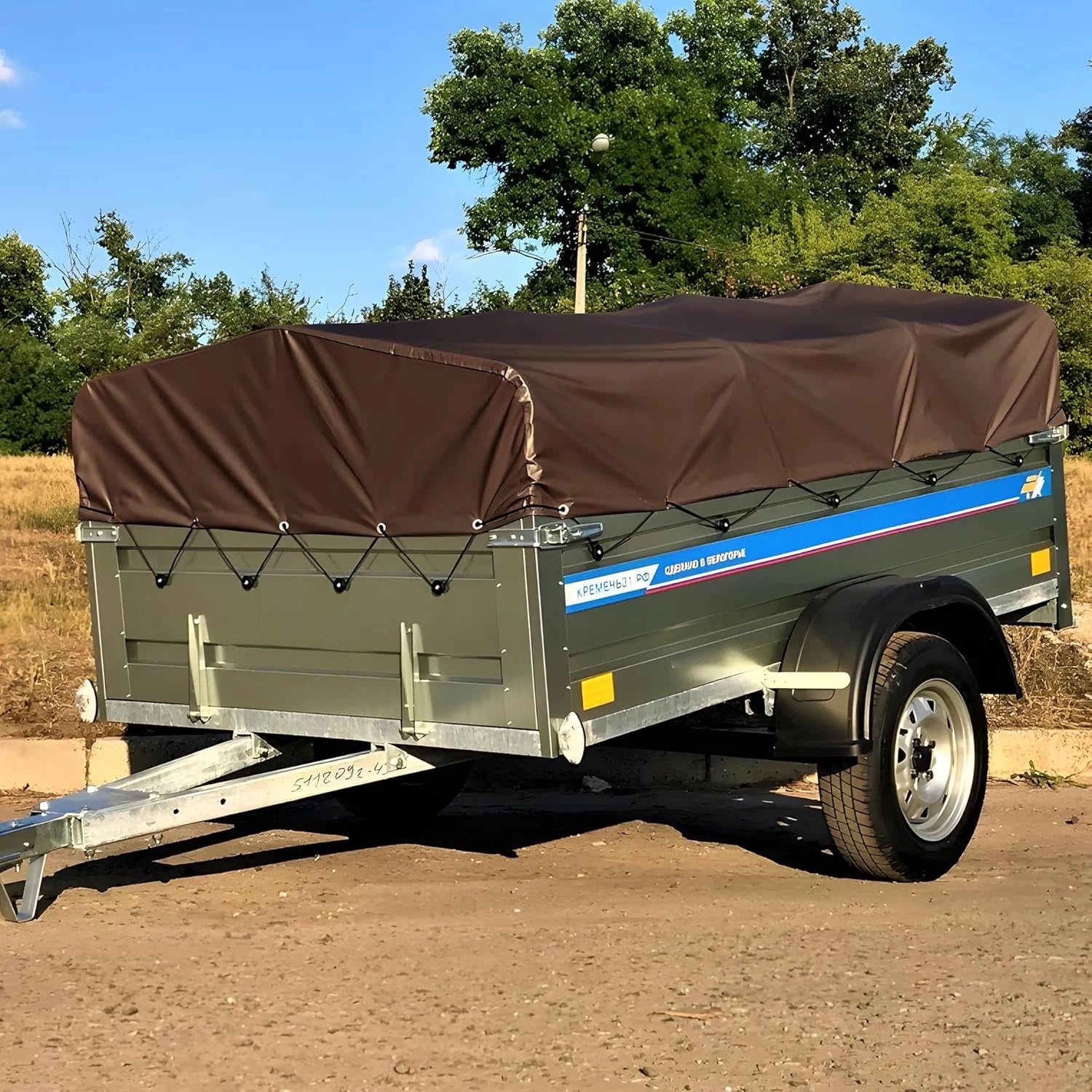 Brown/Black Poly Tarp 12x16FT, 16 Mil Heavy Duty Large Tarps, Waterproof Tarp with Brass Grommets and Reinforced Edges, UV Resistant, Tear&Fade Resistant Poly Tarp for Outdoor Camping Pool Car Tent Brown/Black-16mil 12' x 16', As Is condition - View 8