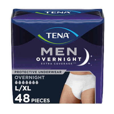 TENA Incontinence Underwear for Men, Overnight Absorbency, Extra Coverage, Large/XLarge - 48 count