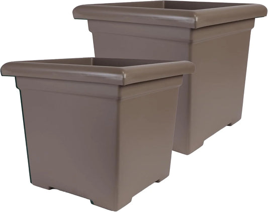 Accent Square Plant Pot w/Drainage - Cappuccino - Pack of 2 - View 1