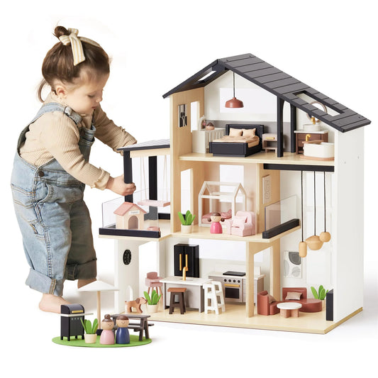 Tiny Land Doll House - Wooden Dollhouse with Furniture - View 1