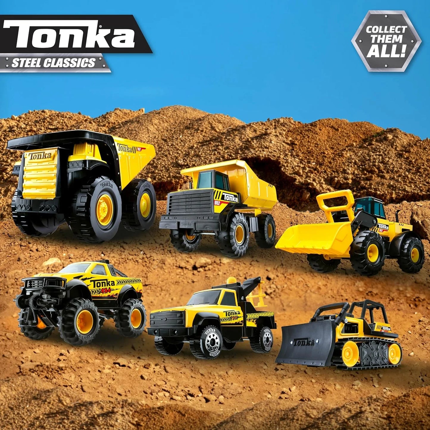 Yellow Steel, Plastic Tonka Steel Classics Front Loader - Made with Steel & Sturdy Plastic, Yellow Toy Construction Truck, Boys and Girls, Kids, Toddlers, Ages 3+, Brand New condition - View 11