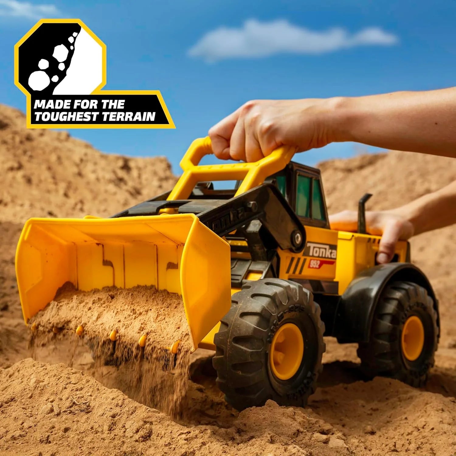 Yellow Steel, Plastic Tonka Steel Classics Front Loader - Made with Steel & Sturdy Plastic, Yellow Toy Construction Truck, Boys and Girls, Kids, Toddlers, Ages 3+, Brand New condition - View 8