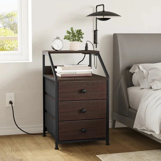 Travison Nightstands with 3 Drawers & Outlets - View 1