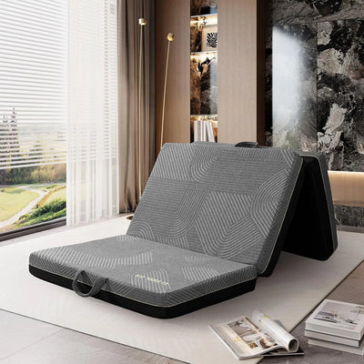Tri Folding Mattress Twin Size - Memory Foam Tri-fold Mattress, Handle & Non-Slip Bottom, Portable Foldable Sofa Bed Floor Mattress Chair for Travel RV Camping Guest Yoga - 4 Inch, 75" 38"x4" Tw" 4 Inch