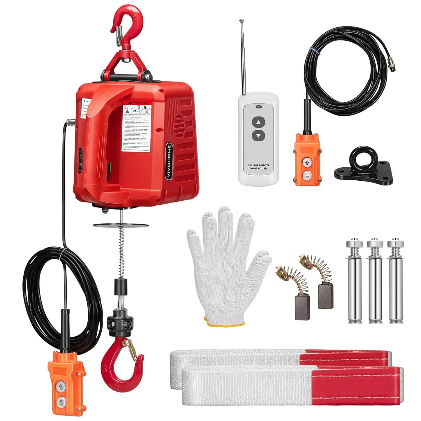 product VIVOHOME 3-in-1 Electric Hoist, Powerful 110V Portable Winch with 1540Lbs Loading Capacity, 40ft Lifting Height, and Overload Protection, Perfect for Garage, Warehouses, and Factories, As Is condition - View 1