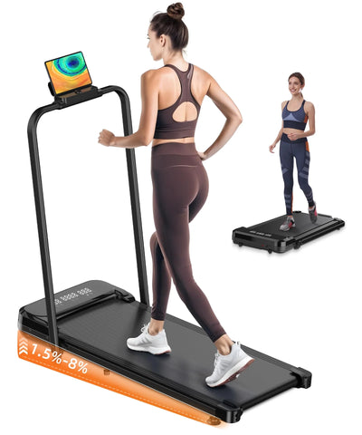 Walking Pad, Under Desk Treadmill, Walking Pad with Incline, 2 in 1 Treadmills for Home/Office, Compact Portable Foldable Treadmill, Installation-Free Low Noise, Safety Lock and LED Display