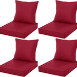 Waterproof Outdoor Chair Cushion Set, Fade and Tear Resistant Patio Furniture Cushions with Removeable Covers, 19x19 Inch, Burgundy, Set of 4