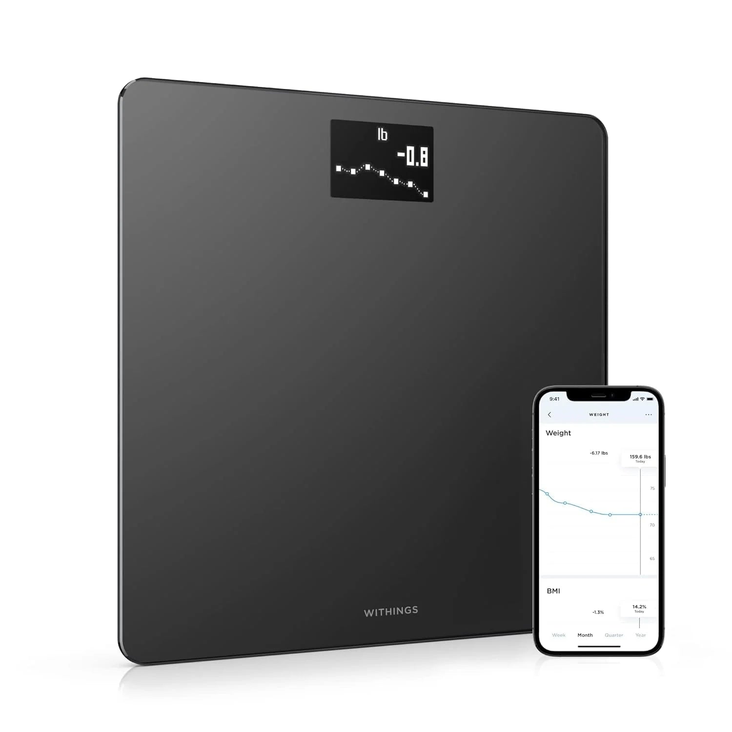 White Plastic Withings Body - Digital Wi-Fi Smart Scale with Automatic Smartphone App Sync, BMI, Multi-User Friendly, with Pregnancy Tracker & Baby Mode, Brand New condition - View 1