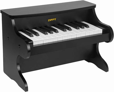 ZIPPY Kids Piano Keyboard, 25 Keys Digital Piano for Kids, Mini Music Educational Instrument Toy, Wood Piano for Toddlers Girls Boys, Black