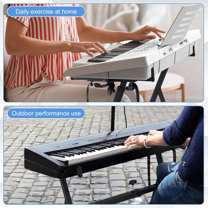 Black Metal Zonon Piano Stand Keyboard Stand Digital Electric Piano Stand Z Style Heavy Duty Piano Stand for 88 Keyboard Adjustable Keyboard Stand Folding Black Wheel Fits 54, 61, 88 Keys Sturdy Musical Stand, As Is condition - View 9